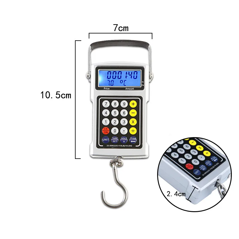 

Electronic Balance Digital Fishing Scale Muti-functional Hook Hanging Scale with Measuring Tape Fishing Luggage Travel Steelyard