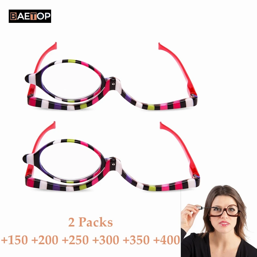 

2/4 Packs Magnifying Makeup Glasses Eye Make-Up Spectacles Flip Down Lens Folding Cosmetic Womens Reading Magnifier Glasses
