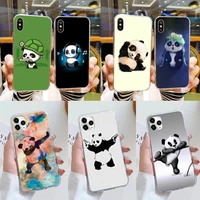 cute cartoon panda phone case for iphone 11 12 13 mini pro xs max 8 7 6 6s plus x 5s se 2020 xr cover