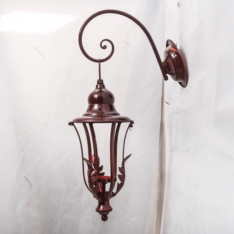 Ретро Железный фонарик со свечой настенный держатель для свечей украшение