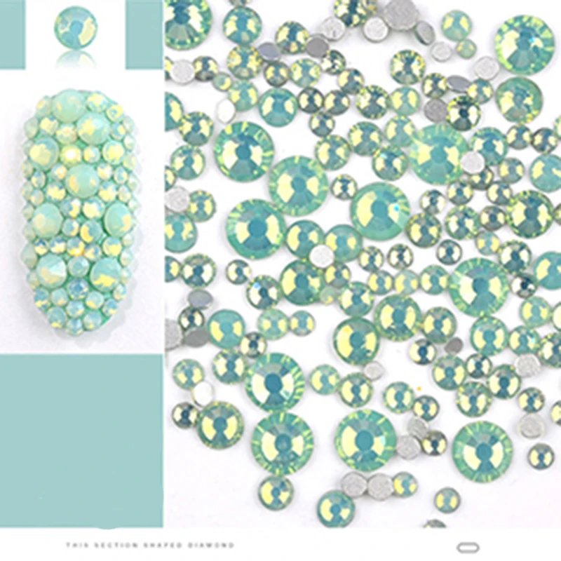 SS6 Green Opal Zziell 1440 шт ss3-ss12 Кристальные цветные опаловые Стразы для дизайна ногтей, аксессуары для маникюра - Цвет: SS6 Green Opal