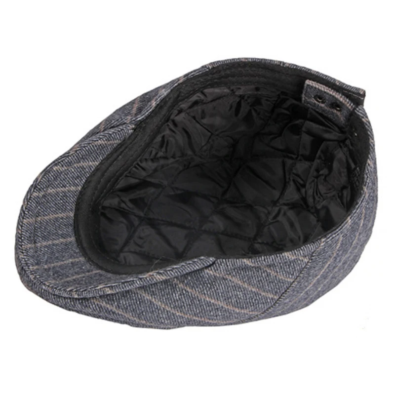 HT3416 Men Berets New Fashion Thick Warm Winter Hat Retro Beret Cap Men Striped Wool Beret Hat Male Vintage Ivy Gastby Flat Cap