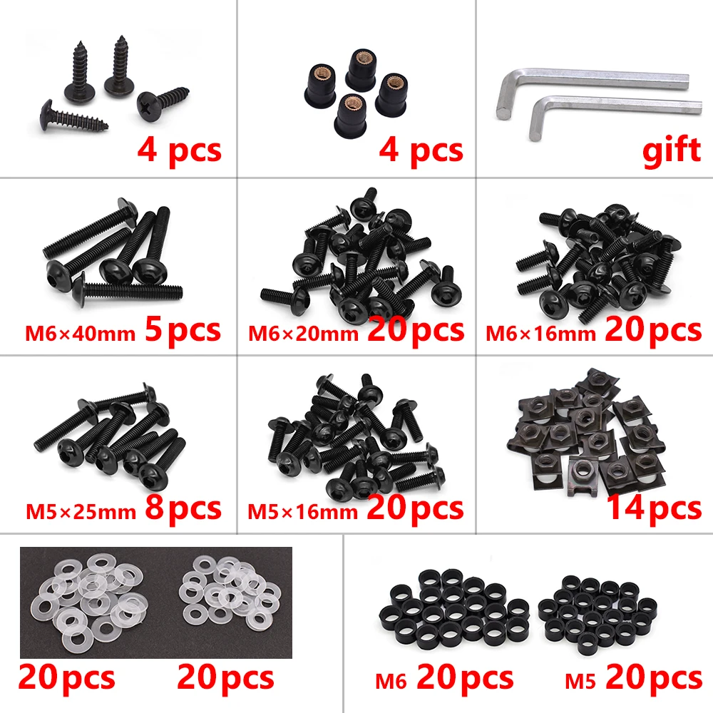 Universal Motorcycle Fairing Screw Spring Bolts Kit Body Fastener Clips For Suzuki GSXR600 GSXR750 GSXR1000 SV650 CBR600 Katana |