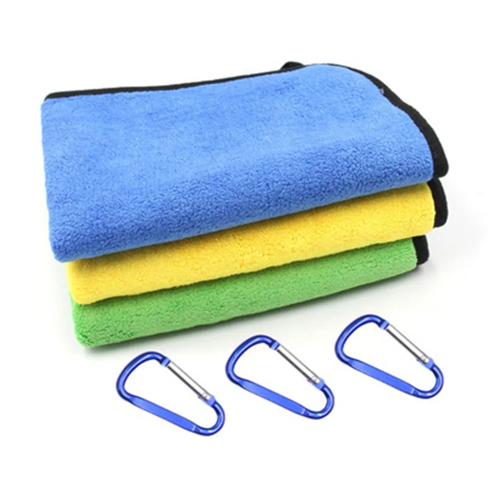 

1pc Fishing Towel Thickening Non-Stick Absorbent Towels With Carabiner Wipe Hands Clothing Outdoors Hiking Camping Equipment