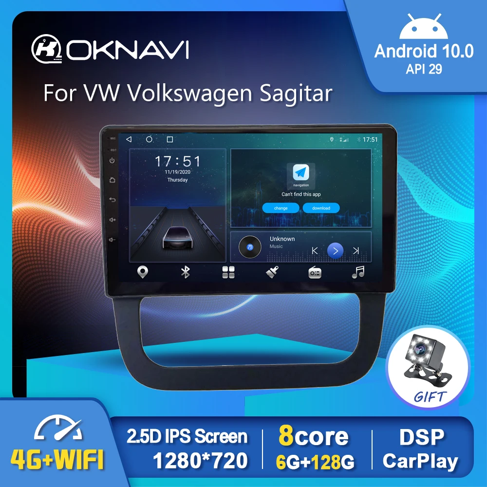 

4G WIFI Car Radio For VW Volkswagen Sagitar 2011 Multimedia Video Player Android 10.0 BT DSP Rear View 6G 128G 10" No 2 din DVD