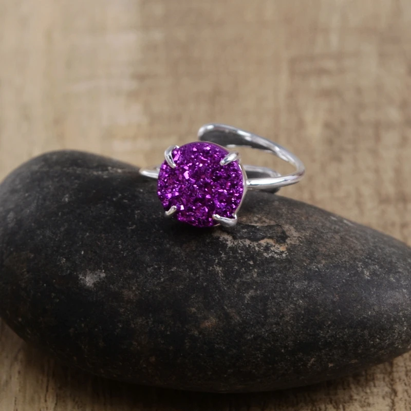 Кольцо с драгоценными камнями 10 мм круглое регулируемое натуральным агатом |