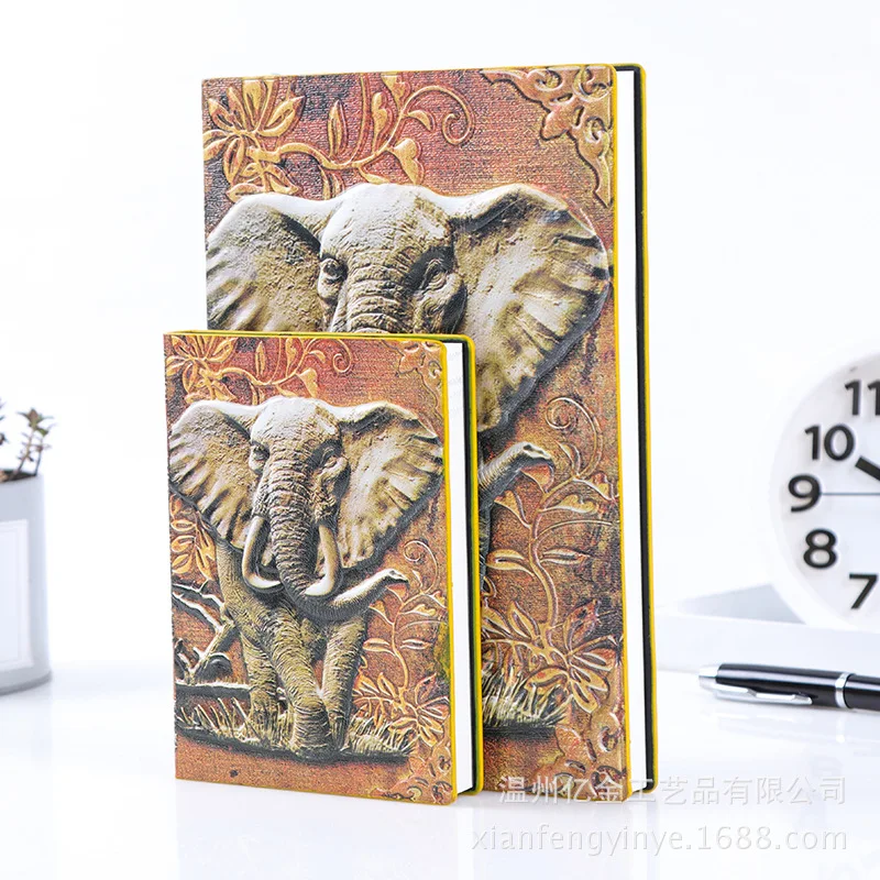 A5 тиснением горячего тиснения слон Тетрадь Ретро планировщик бронза книжные