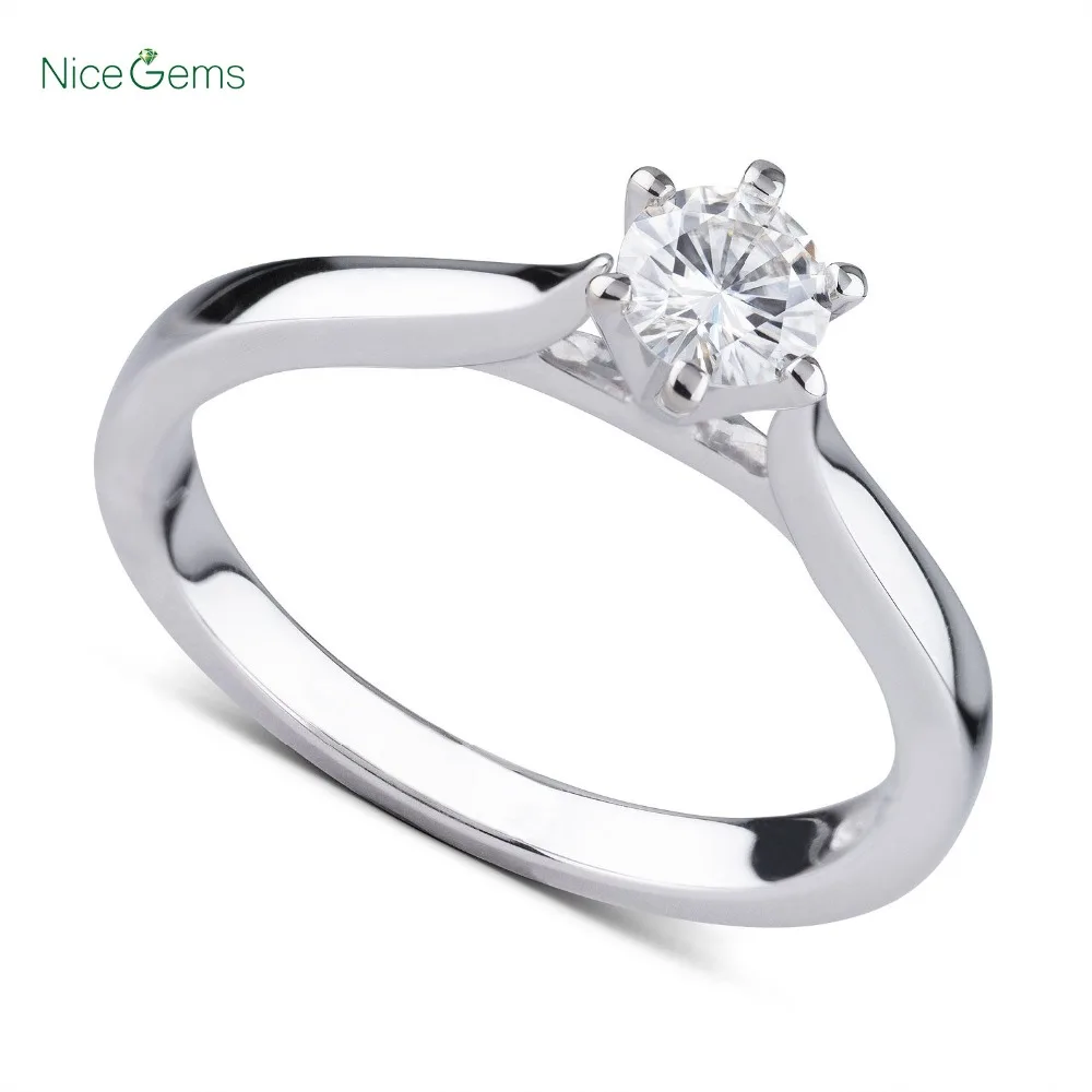 Круглый 0.35ct 4,5 мм 8 Сердце и 8 стрелы вырезать FG цвет VVS1 Moissanite 925 Серебряное кольцо алмазный тест прошел классическое кольцо solitair