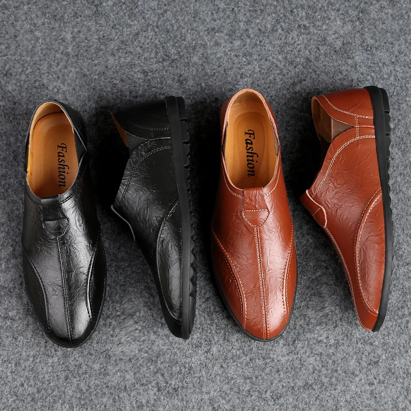 Лоферы мужские из натуральной кожи дышащие без застежки Повседневная Уличная