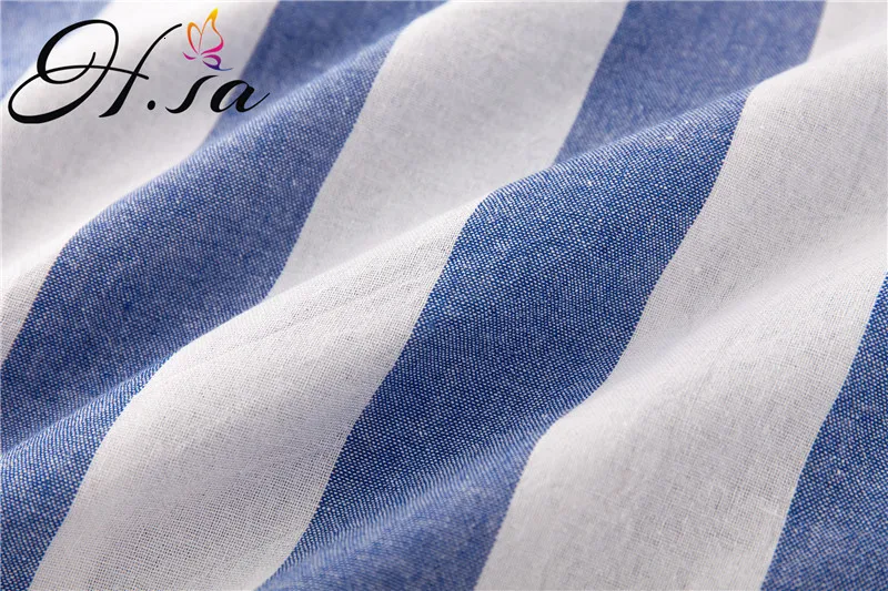 H. SA Blusas Feminina, синяя блузка в полоску с длинным рукавом, женские блузы с вышивкой, свободные, большие размеры, длинная рубашка, топы