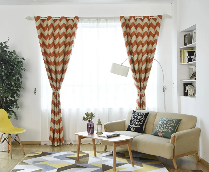 Синие/оранжевые занавески для гостиной новые с бахромой нордическая отделка