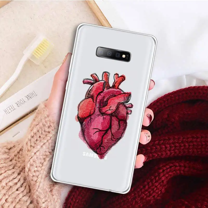 

Creative human heart Phone Case Transparent for samsung A 21s 50 51 71 S 8 9 20 20fe note 10 20 ultra plus