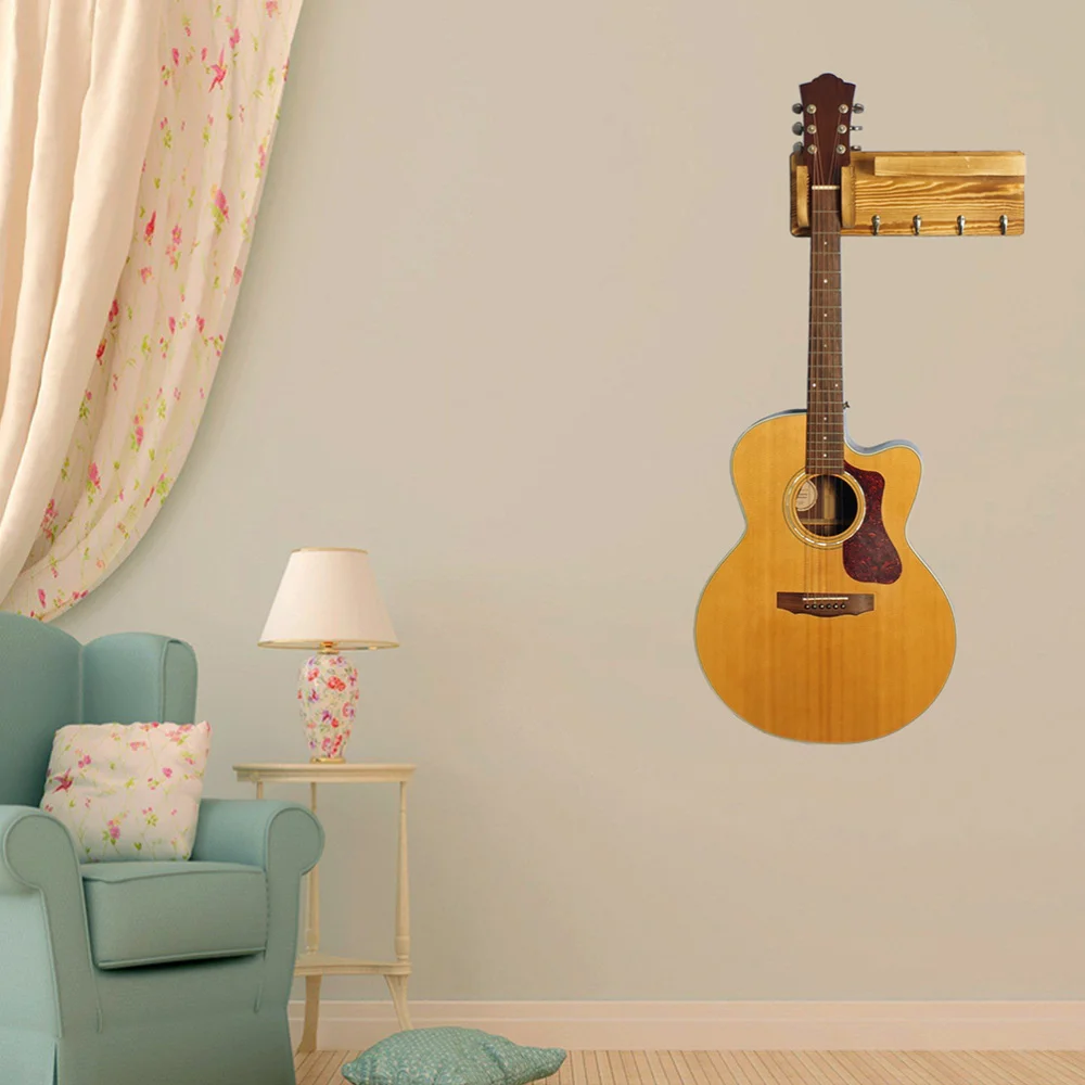 

1Pc Practical Guitar Rack Wall Mount Guitar Stand Guitar Hanger (Wood Color)
