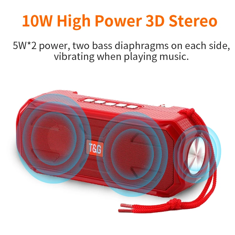 

Bluetooth Speaker Portable Wireless Stereo Bass Music Box TWS Outdoor Speaker Support TF/FM Radio/USB/Aux with Flashlight
