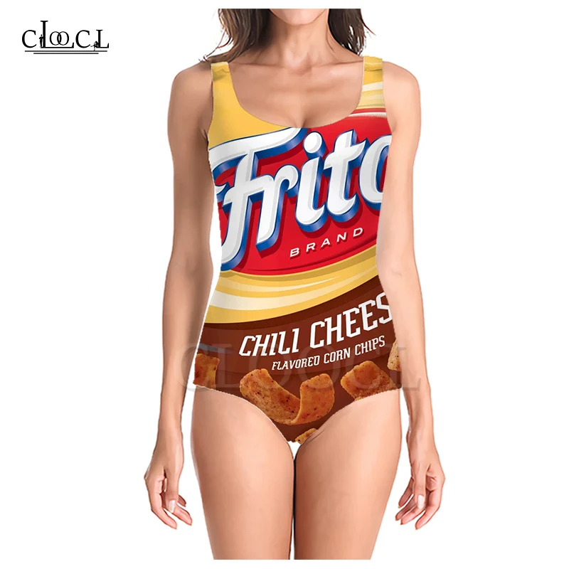 Летний Цельный купальник CLOOCL для девочек с изображением вкусных картофельных