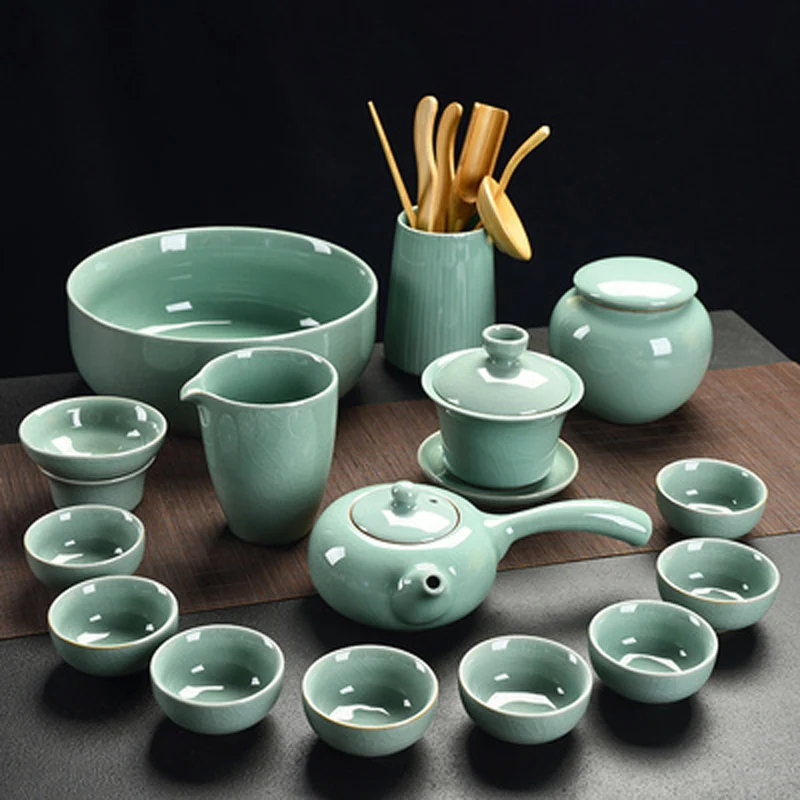 

Ceramic teapot kettle teacup Brother kiln side tea making set open slice Dao household simple set Kung fu Chinese style