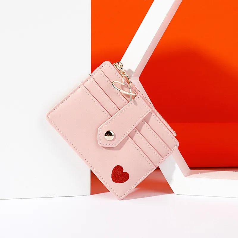 Многофункциональная карта маленький кошелек в форме сердца с вышивкой женская