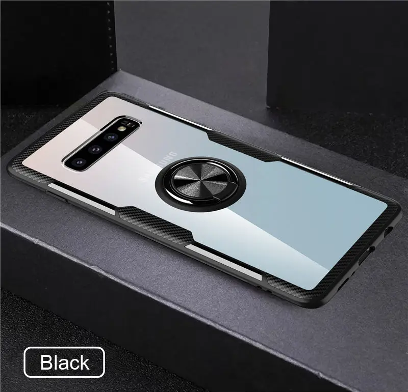Black S10 чехол для samsung Galaxy S10 S9Plus Note9 автомобильный магнитный держатель-кольцо для пальца подставка задняя крышка для samsung S10 Plus чехол S10Lite - Цвет: Black