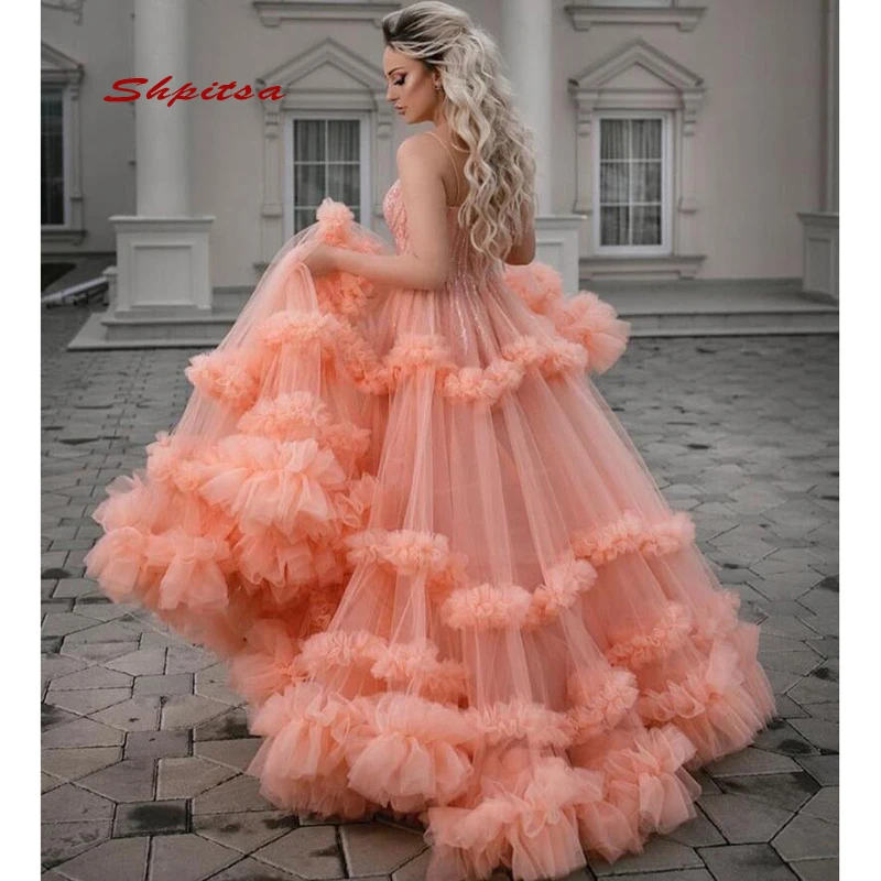 Соблазнительные Роскошные Длинные вечерние платья, вечерние фатиновые Женские официальные платья для выпускного вечера, вечернее платье