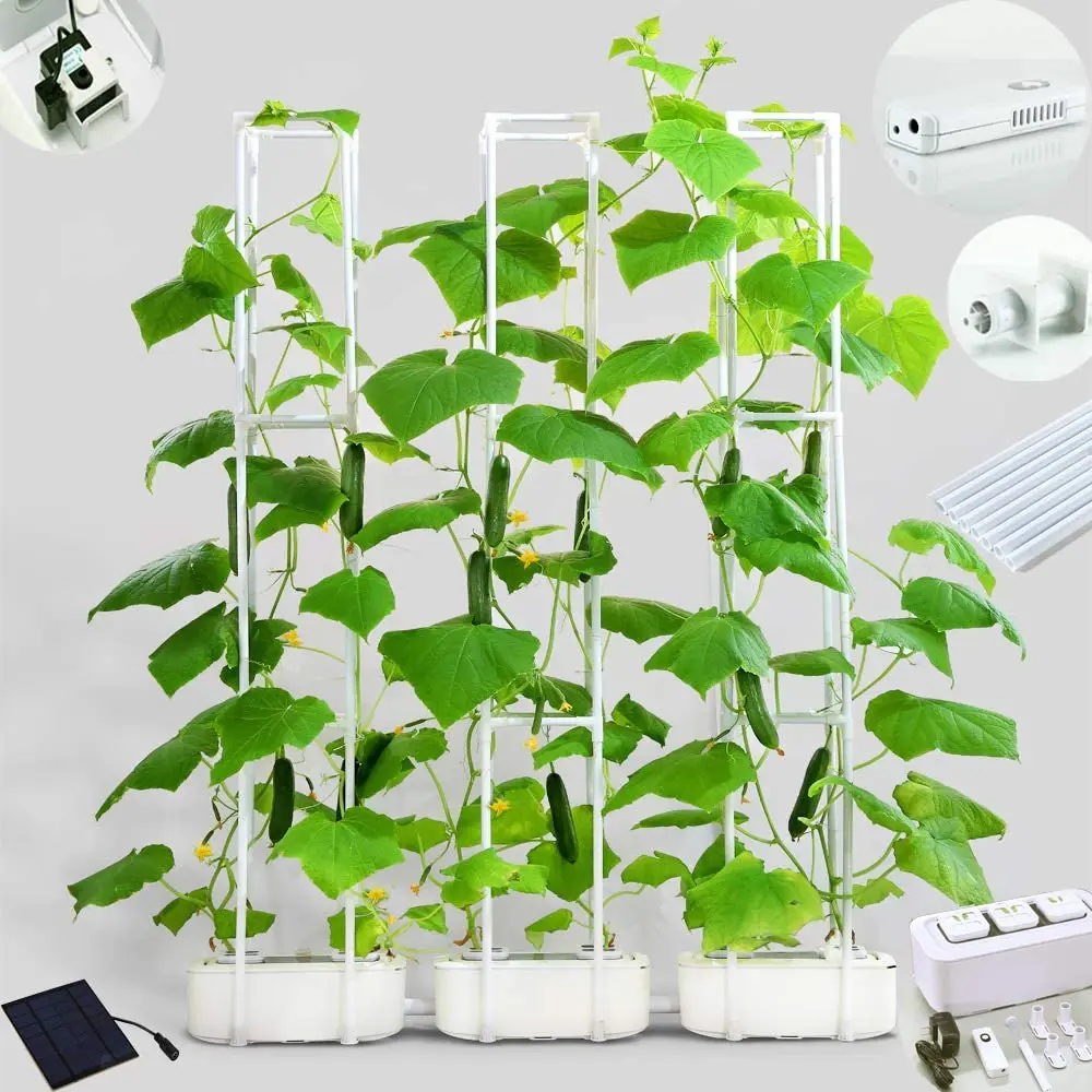 

Smart Hydroponic Growing System Dual Power Indoor Garden Kit Planter with 60" Climbing Trellis (9 Planting Holes )