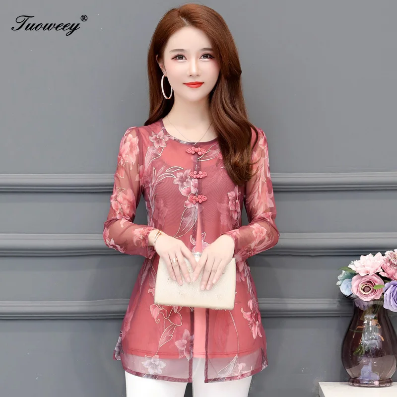 2020 весенние цветочные женские блузки модные осенние свободные длинные рубашки с
