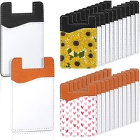 20 pieces sublimation blank phone wallet cell phone card holder pu leather stick on phone card holder for smartphones