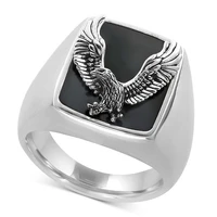 mens rings fashion silver color sculpture eagle ring for men women punk party finger ring hip hop jewelry accessories gifts
