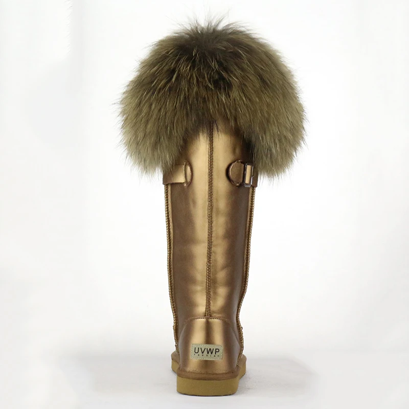 Новый модный стиль женские зимние высокие сапоги на лиськом меху из натуральной