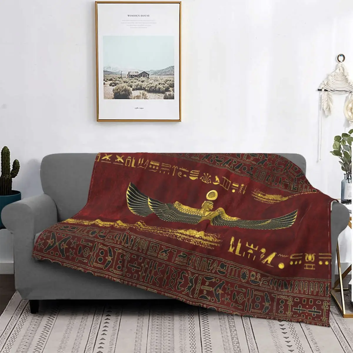 

Egyptian God Ornament Blanket Velvet All Season Ancient Egypt Multi-function Warm Throw Blankets for Sofa Bedroom Bedspreads