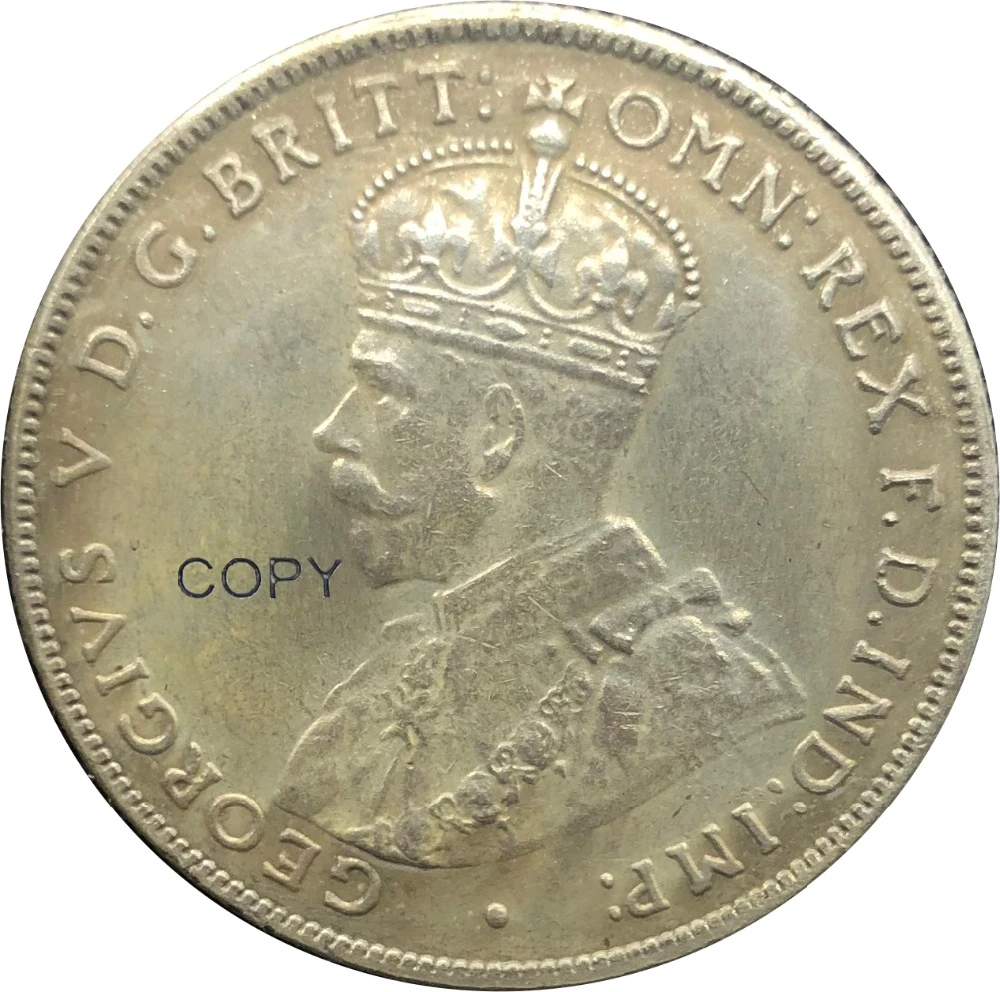 Австралия 1912 1 One Florin Two Shillings Джордж V Advance коронованный бюст левая медная Посеребренная Имитация монеты