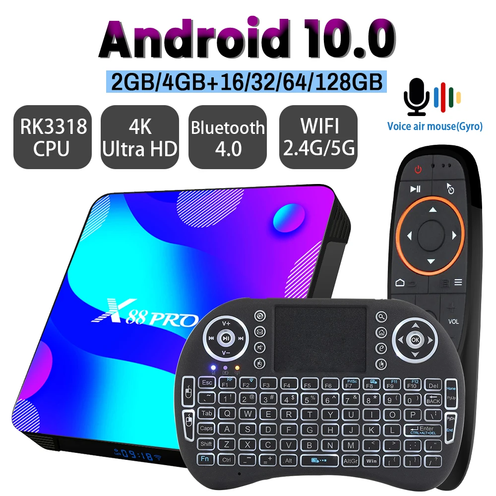 

Android 10.0 TV BOX X88 PRO 10 32G 64G 128G 2.4G&5G RK3318 4K 3D Bluetooth TV receiver H.265 Fast Set Top TV Box