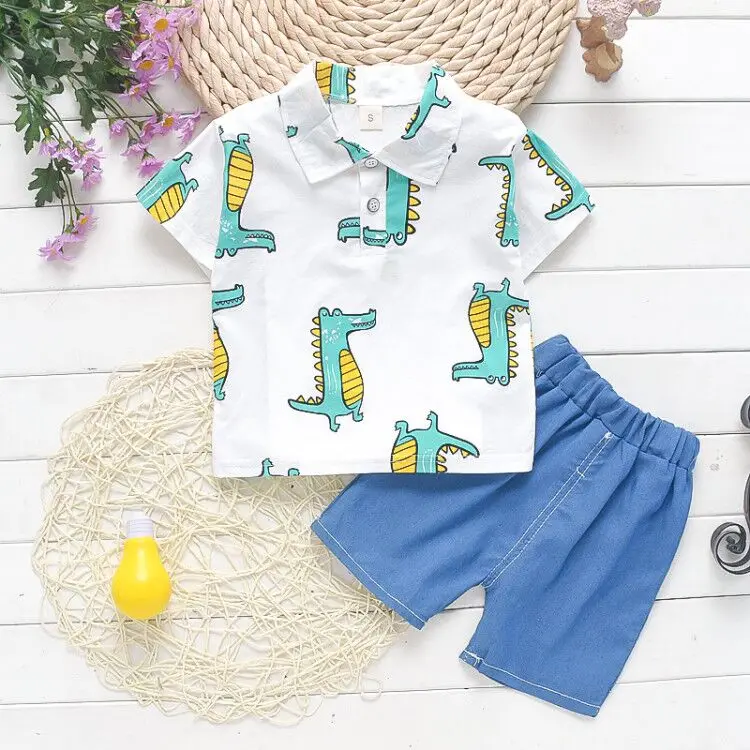 Футболка и штаны для мальчиков с мультяшным принтом в полоску | Детская одежда