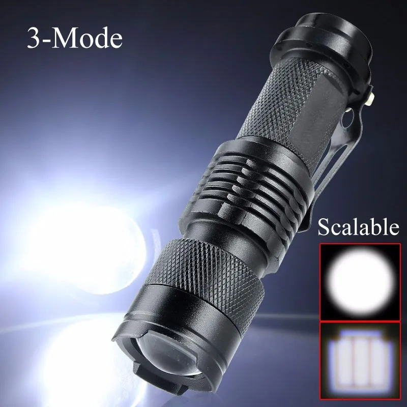 

LED Flashlight 2000LM Q5 Mini LED Flashlight COB Torch AA/14500 Adjustable Zoom Focus Torch USB T6 Flash Light 18650 Penlight