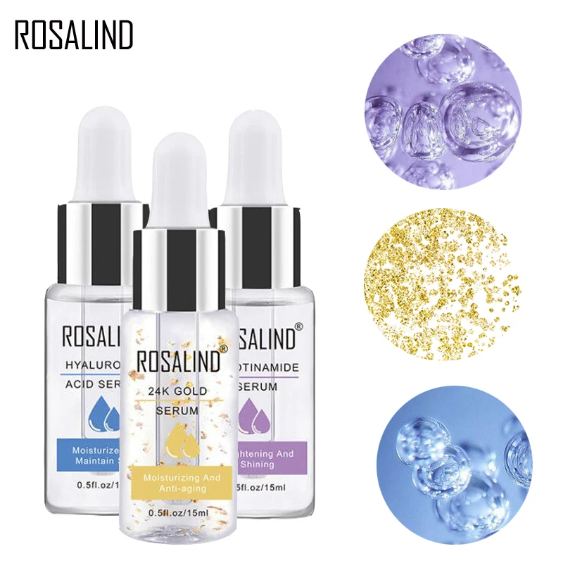 ROSALIND 3 шт Сыворотка для лица 24 к Золотая Сыворотка для лица против старения морщин Глубокое восстановление эссенция для кожи Гиалуроновая кислота отбеливающий крем для лица
