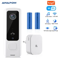 awapow tuya video doorbell smart home wifi wireless doorbell night vision security camera app video intercom outdoor door bell