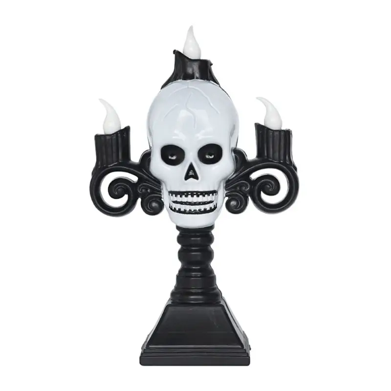 

Halloween Themed Party Decoration Ornaments Scary Ghost Head Candle Holder Lamp Bar Horrific Scene Layout Decor Props