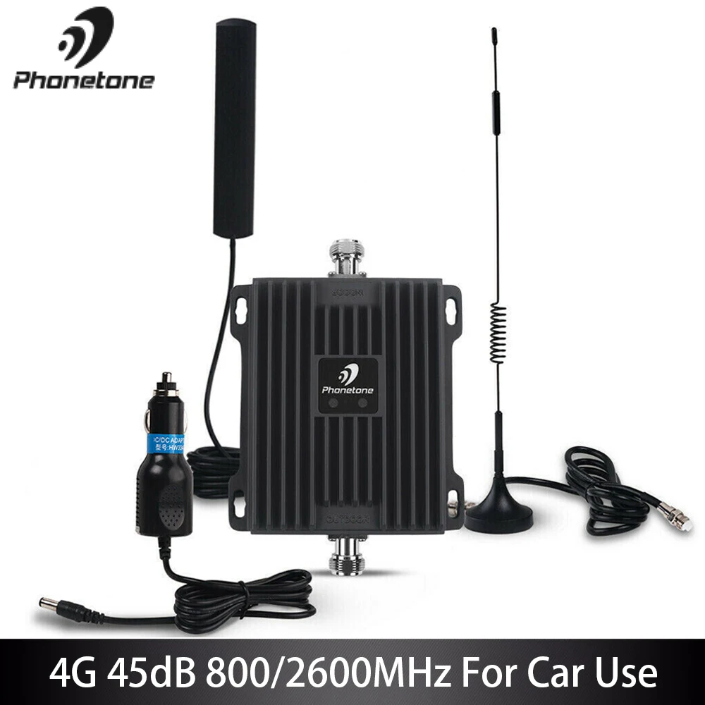 Cellular Signal Booster 4G LTE Amplifier 800/2600MHz Gain 45dB Communication Mobile Network Booster Repeater for Car Truck Boat