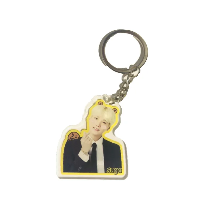 Серый Милый мультфильм изображение альбом карта душа акриловый jungkook брелок J-HOPE V SUGA JIN RM JIMIN брелок - Цвет: Серый