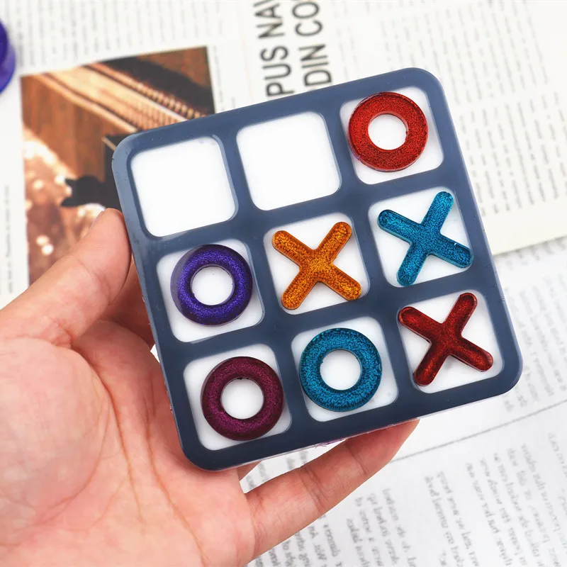 

Tic Tac Toe OX Chess Game Mirror Silicone Casting Mold For DIY Resin Uv Epoxy Jewelry Tools Craft Handmade Making Small Size