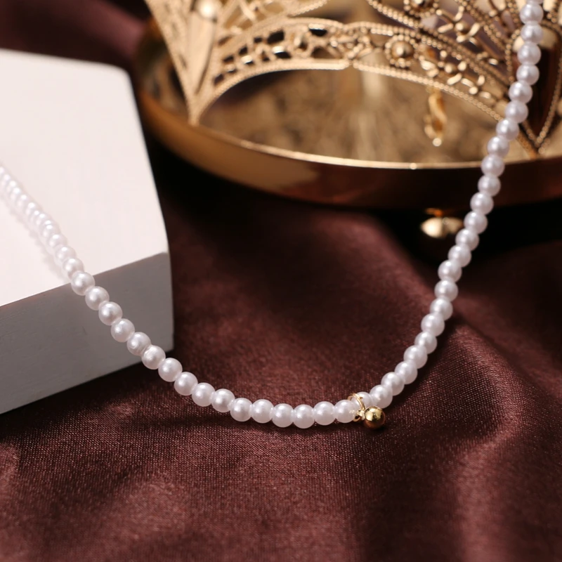 

KISS WIFE 17KM Vintage Bead Pearl Choker Necklaces For Women Elegant Simple Pearl Pendant Necklace Wedding Fashion Jewelry 2021