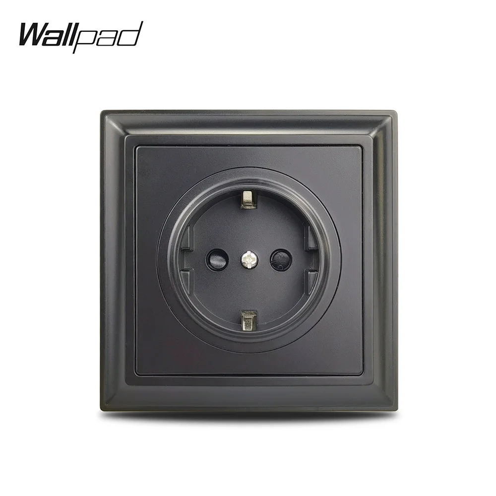 

Wallpad Black EU French UK Universal Wall Power Socket USB Charger TV CAT6 Satellite HDMI Outlet L6 PP70 PC Plastic Panel