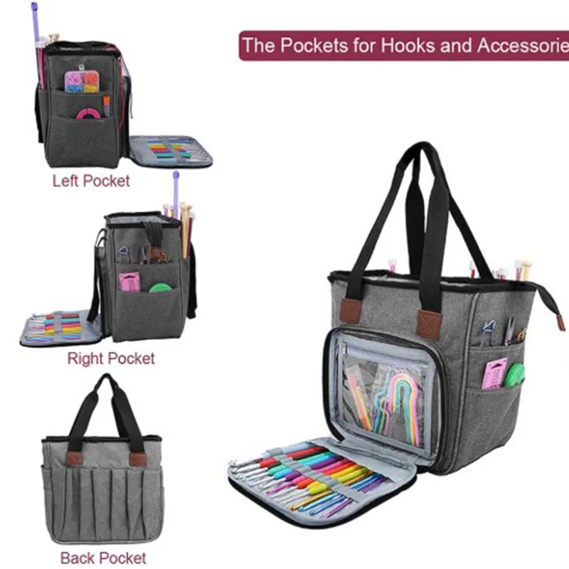 

Bag Portable Yarn Tote Storage Bag for Wool Crochet Hooks Knitting Needles Sewing Supplies Set DIY Household Organizer