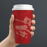 50pcs net red thick disposable coffee cups cold hot drink packaging cups red milk tea juice ice cream fruit paper cups with lids