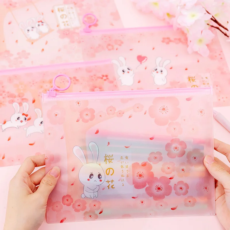Чехол для карандашей большой емкости милый кролик кавайный розовый цветочный