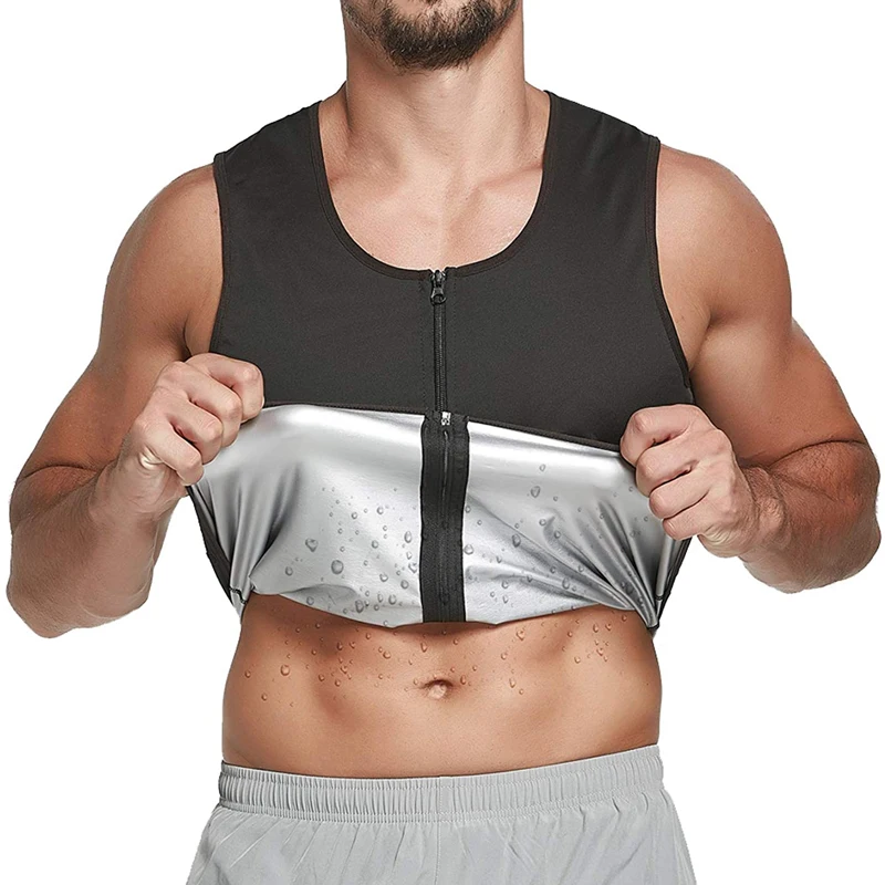 

Men Silver Ion Sweat Sauna Suit Body Shapers Vest Waist Trainer Corset Slimming Tank Top Heat Trapping Nanosilver Workout Shirt