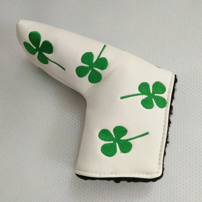 

PU Leather Golf Putter Cover Golf Blade Head Covers Unique Golf Club Heads Accessorie Four Leaf Clover Embroidery Sleeve