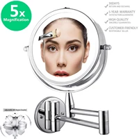 led double sided magnifying makeup mirror 6 015cm diameter 1x5x adjustable wall mounted 360 rotating extendable swivel mirror