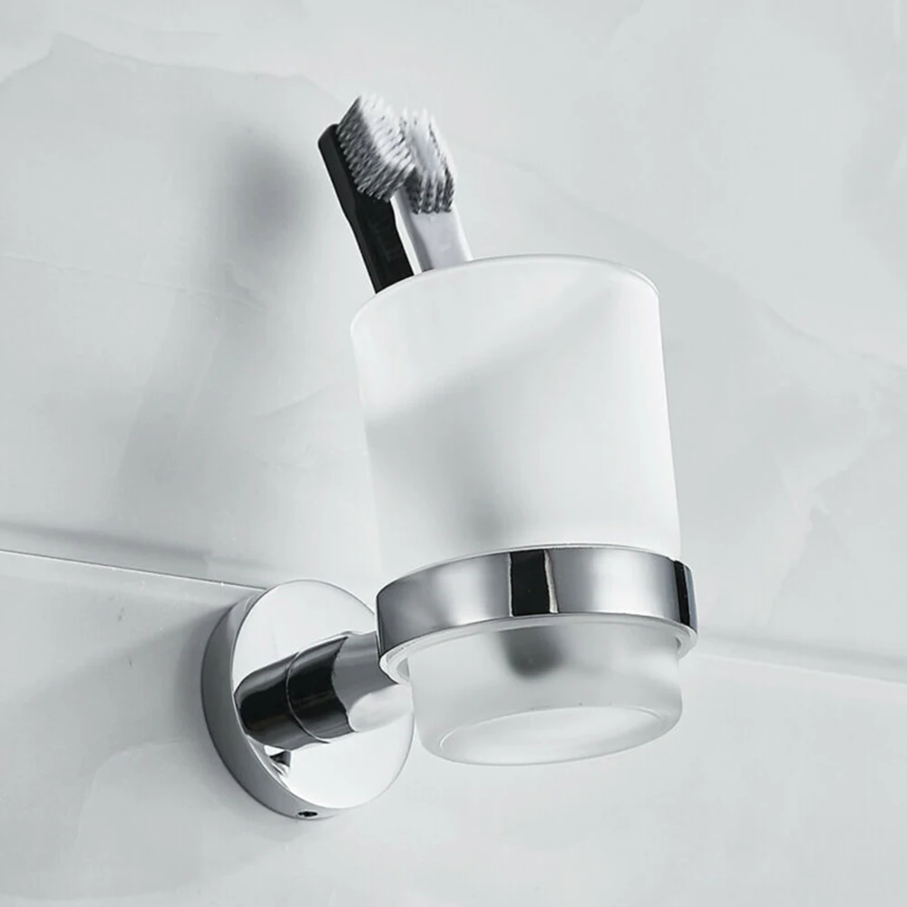 

Bathroom Stainless Toothbrush Tumbler Holder With Glass Cup Wall Mounted Toothbrush Holder Or Tumbler Drinking Glass Cups