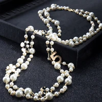 high quality luxury long pendants layered pearl necklaces for women 2021 fashion trendy party jewelry gifts