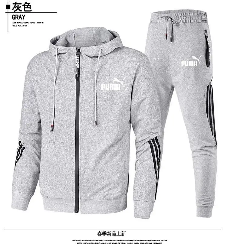 

2021 spring new men's brand sportswear zipper sports Hoodie + trousers suit casual sportswear men's Hoodie two piece set